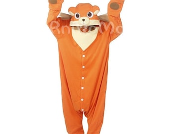 KIGURUMI Cosplay Romper Charactor animal Hooded Night  clothes Pajamas Pyjamas Costume sloth outfit Sleepwear Orange bear