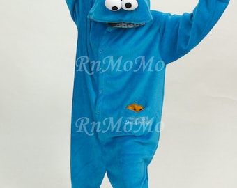 KIGURUMI Erwachsene Cosplay Strampler Charactor Animal Hooded Night Kleidung Schlafanzug Schlafanzug Kostüm Faultier Outfit Schlafanzug Cookie Monster