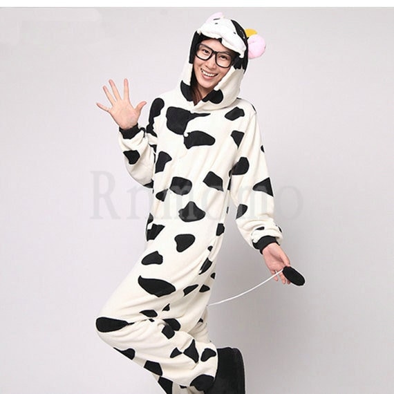 KIGURUMI Cosplay Romper Charactor Animal Hooded PJS Pajamas Pyjamas Xmas  Gift Adult Costume Sloth Outfit Sleepwear Cow 