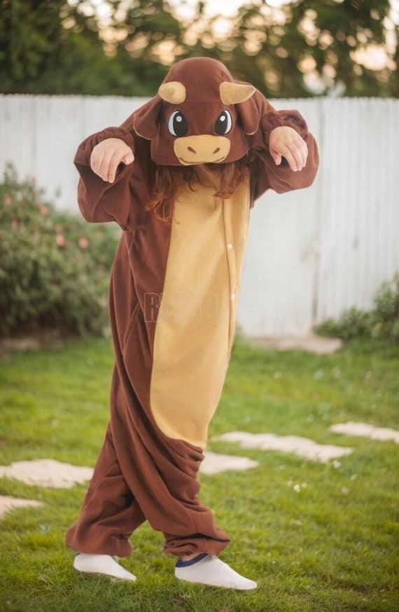 KIGURUMI Cosplay Romper Charactor Animal Hooded PJS Pajamas Pyjamas Xmas Gift Adult Costume Sloth Onesie Outfit Sleepwear Cattle OX Etsy