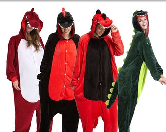 Dinosaur Costume Adult Onesie Halloween Costume Zip Front Unisex Jumpsuit Etsy