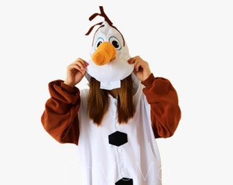 Frozen Olaf Unisex Animal Sleepsuit Kigurumi Cosplay Costume Pajamas Outfit Nonopnd Nightclothes Onesies Halloween Cheap  Clothing