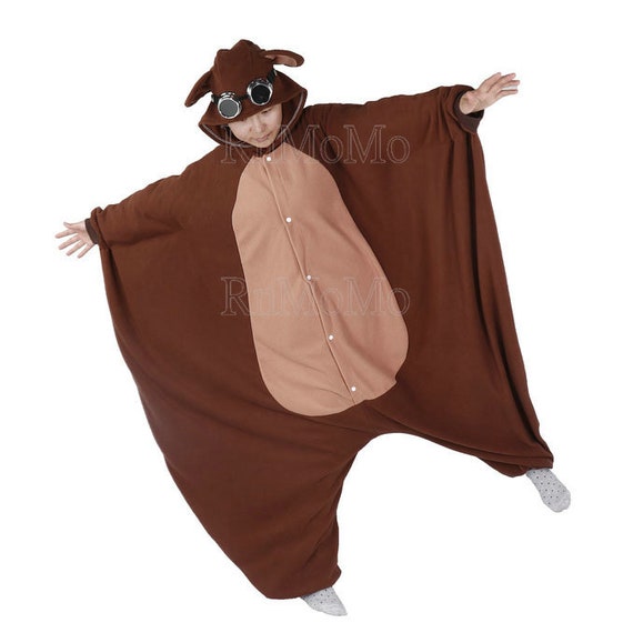 Flying Squirrel KIGURUMI Cosplay Romper Charactor Animal PJS Pajamas Pyjamas  Xmas Gift Adult Costume Outfit Sleepwear 
