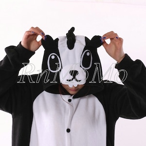 KIGURUMI Cosplay Romper Charactor animal Hooded PJS Pajamas Pyjamas Xmas gift Adult  Costume sloth  outfit Sleepwear Skunk