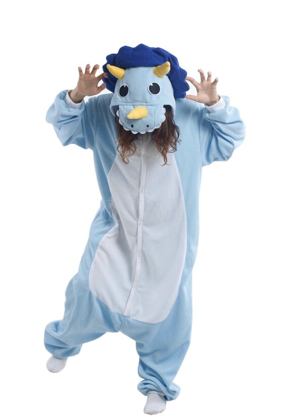 KIGURUMI Cosplay Romper Charactor animal Ropa de noche con capucha Pijama Pijama Traje de perezoso Ropa de dormir Triceratops Etsy Espana