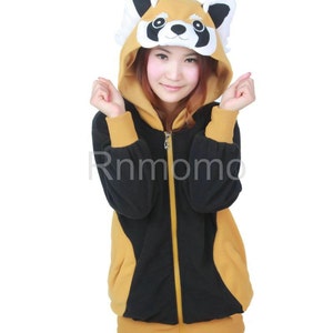 Red panda hoodie Cosplay  Charactor animal Hooded  hoody  hood coat jumper Adult  Costume outfit  hoodies Sweatshirt jacket  Zip Up