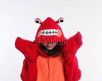 KIGURUMI Cosplay Romper Charactor animal Hooded Nightclothes Pajamas Pyjamas Costume sloth  outfit Sleepwear Crab