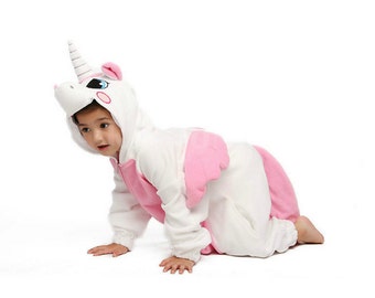 KIGURUMI Kid Cosplay Romper Charactor animal Hooded Kigurumi  Costume sloth Onesie outfit  pink unicorn