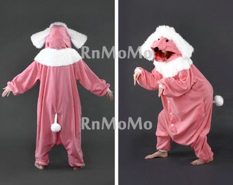 KIGURUMI Cosplay Romper Charactor animal Hooded Kigurumi Pajamas Pyjamas Costume sloth  outfit Sleepwear  Pink Poodle jumpsuit