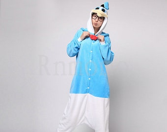 Donald Duck Costume Kigurumi Pajamas Adult Onesie Pajamas Unisex Cosplay Romper Character Flannel Pyjamas Unisex (Slipper Not Included))