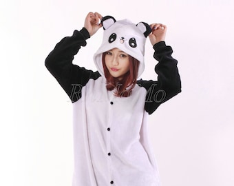 Panda KIGURUMI Cosplay Romper Charactor animal Hooded PJS Pajamas Pyjamas Xmas gift Adult Costume outfit Sleepwear(Without slipper)