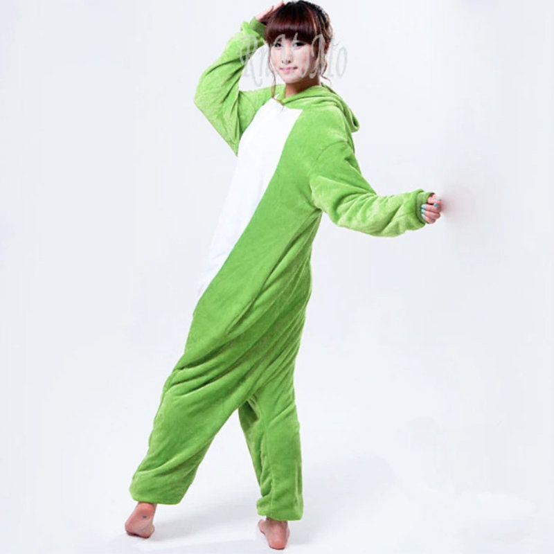 Ropa Ropa de género neutro para adultos Pijamas y batas Pijamas Cute Green Frog Unisex Adulto Anime Kigurumi Pijama Cosplay Disfraz ADULTO ONESIE 