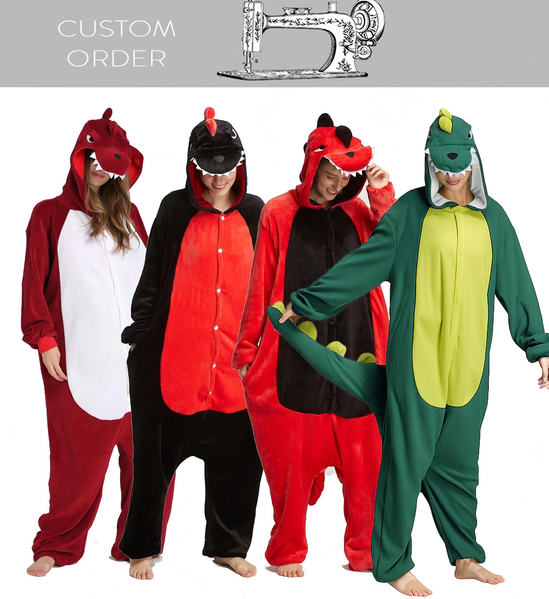 Joellfuner Costume Triceratops Per Adulti – Tuta Intera Unisex Con Cappuccio, Coda E Guanti (Rosa, Taglia XL)