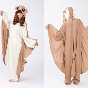 KIGURUMI Cosplay Romper Charactor animal Hooded Night clothes Pajamas Pyjamas Costume sloth  outfit Sleepwear Flying Squirrel