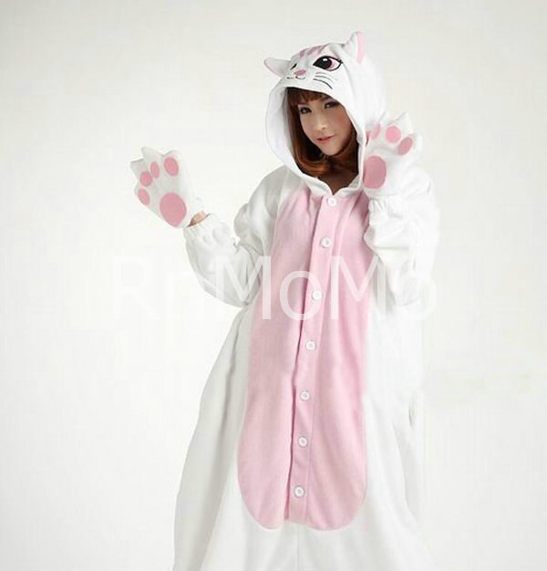 Women Cartoon Princess Onesie Pajama Cat Pink Jumpsuit Adult Homewear  Kigurumi Hooded Loungewear 