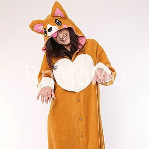 KIGURUMI Cosplay Romper Charactor animal Hooded PJS Pajamas Pyjamas Xmas gift Adult  Costume sloth  outfit Sleepwear  corgi