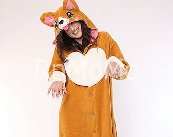 KIGURUMI Cosplay Romper Charactor animal Hooded PJS Pajamas Pyjamas Xmas gift Adult  Costume sloth  outfit Sleepwear  corgi