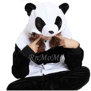 KIGURUMI Cosplay Strampler Charakter Tier Kapuze Nachtwäsche Pyjamas Pyjamas Kostüm Faultier Outfit Nachtwäsche Stereo Panda