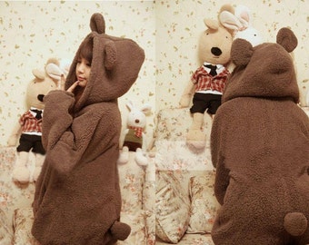 brown bear hoodie with ears