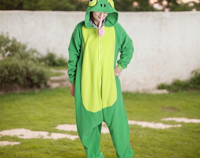 Chameleon KIGURUMI Cosplay Romper Charactor animal Hooded Nightclothes Pajamas Pyjamas Costume sloth  outfit Sleepwear