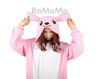 KIGURUMI Cosplay Romper Charactor animal Hooded Night clothes Pajamas Pyjamas Costume sloth  outfit Sleepwear  Pink kangaroo