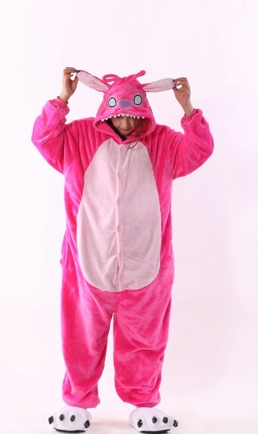 Pink-stitch KIGURUMI Cosplay Romper Charactor Animal Hooded - Etsy