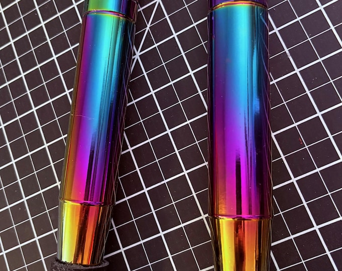 Colorful Metal Handled Black Leather Flogger