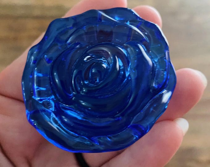 Royal Blue Leather Rose Flogger