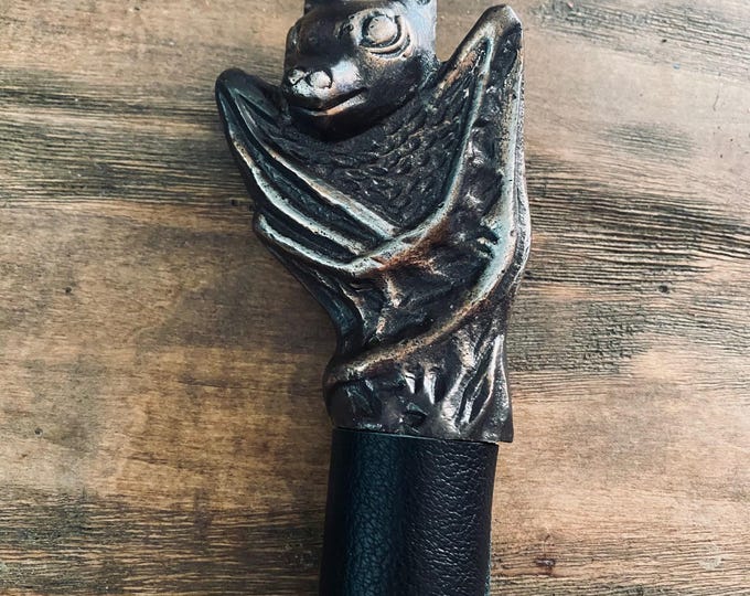 Black Leather Bat Flogger with 20" Falls