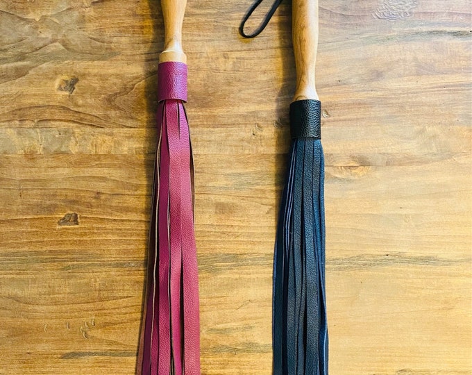 Leather Flogger with Acacia Wood Handle