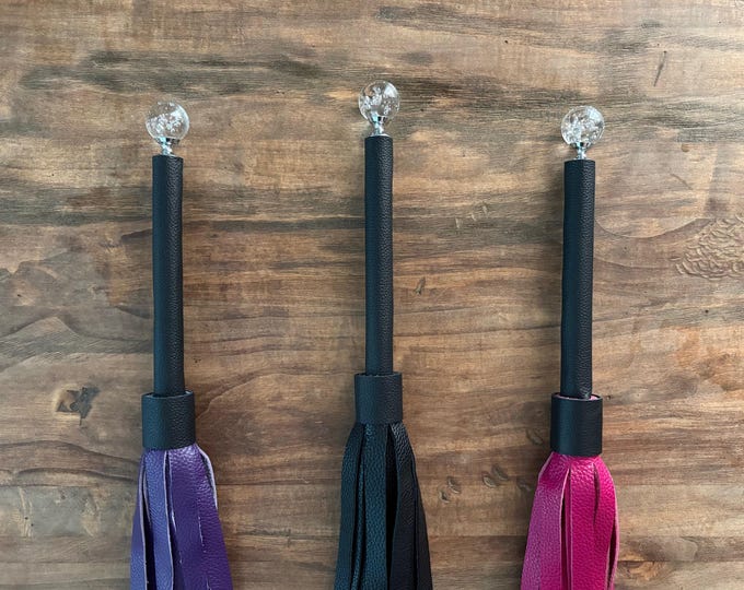 Leather Flogger with Bubble Ball End