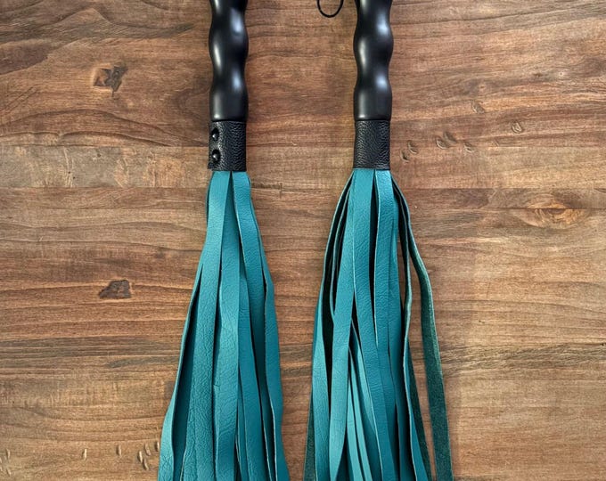 Emerald Green Leather Flogger with Black Handle