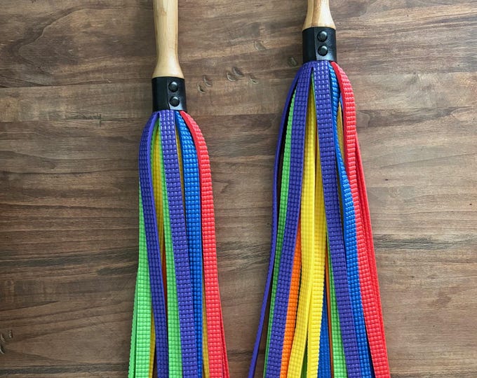 Rainbow Yoga Mat Flogger with Bamboo Handle