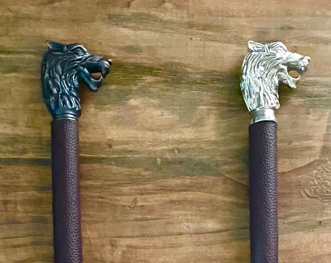 Purple or Plum & Black Leather Wolf Flogger