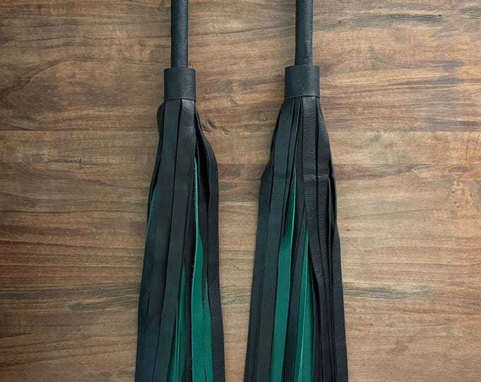 Pair of Black & Dark Green Leather Flogger