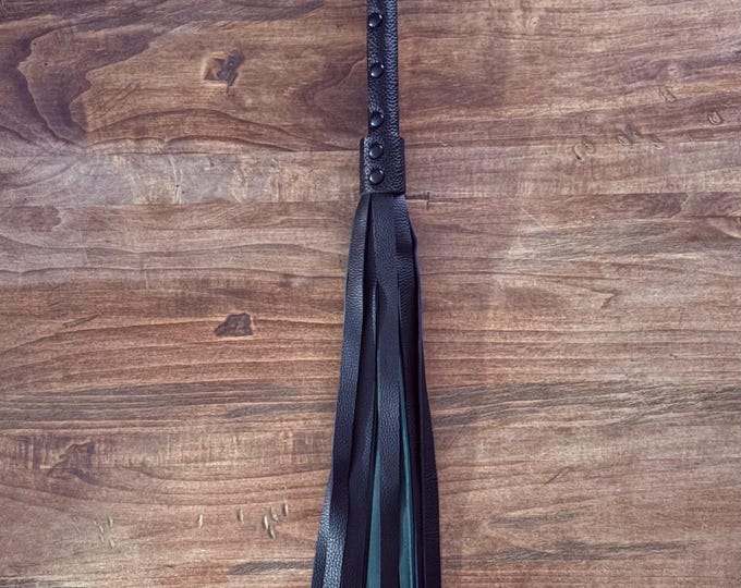 Doc Strange Themed Flogger with Black & Dark Green Leather Falls