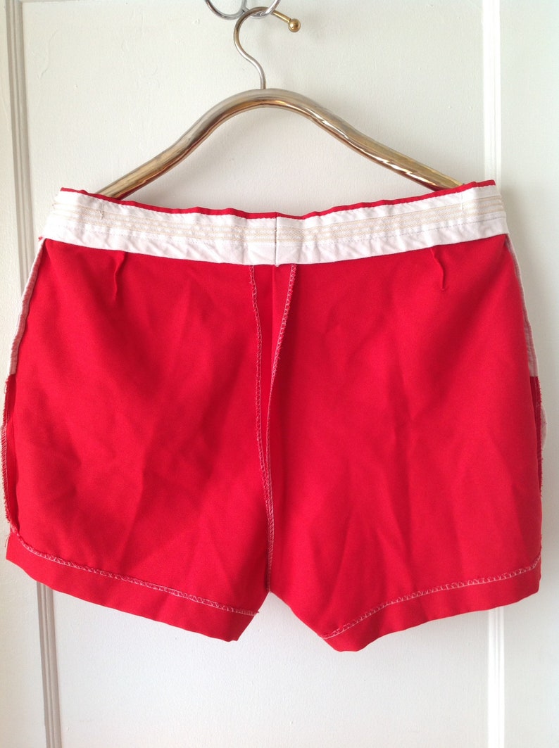 Vintage LACOSTE Shorts szXL Authentic 1960s IZODLACOSTE Bright Red Blue Crocodile Adjustable Waist Shorts