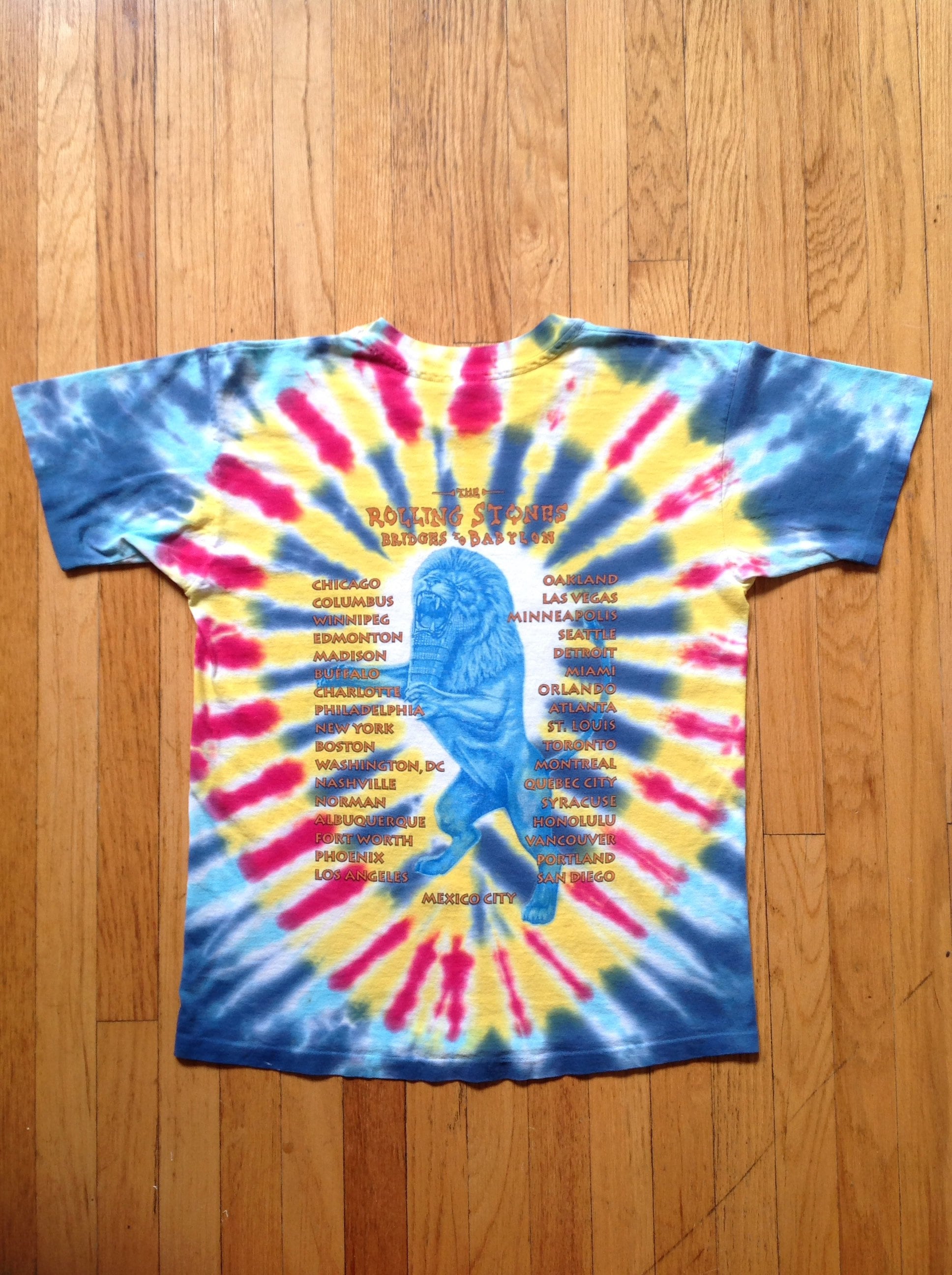 Authentic Vintage ROLLING STONES Distressed Tie-dyed Concert Tee 