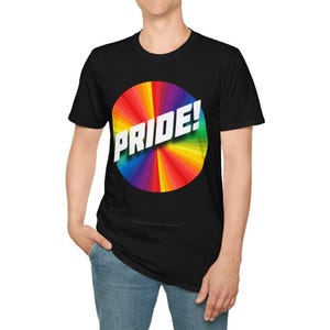 Rainbow Pride Unisex Softstyle T-Shirt, LGBTQ+ Graphic Tee, Colorful Shirt, Free Shipping, Gay Pride Clothing