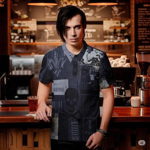 Gothica Unisex Polo Shirt, Edgy Dark Goth Fun, Alternative Clothing Top, Unique Artist Design, Halloween Costume Tee, Trendy Fashion Apparel