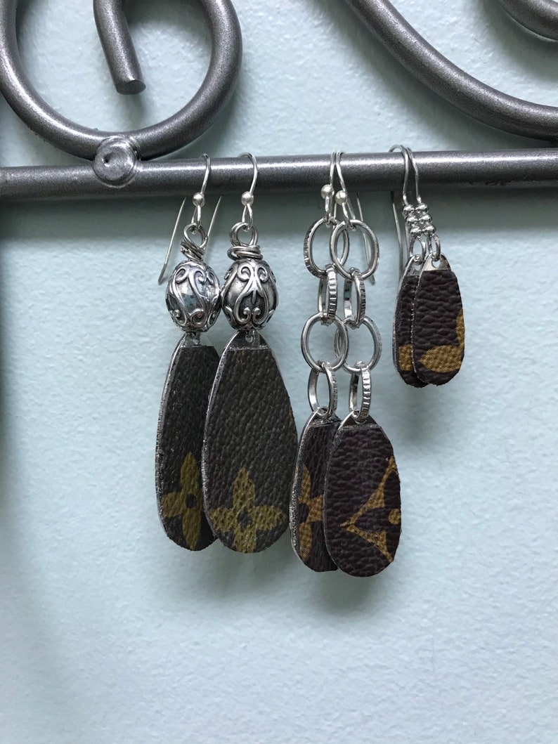 Handmade repurposed Louis Vuitton leather earrings Etsy