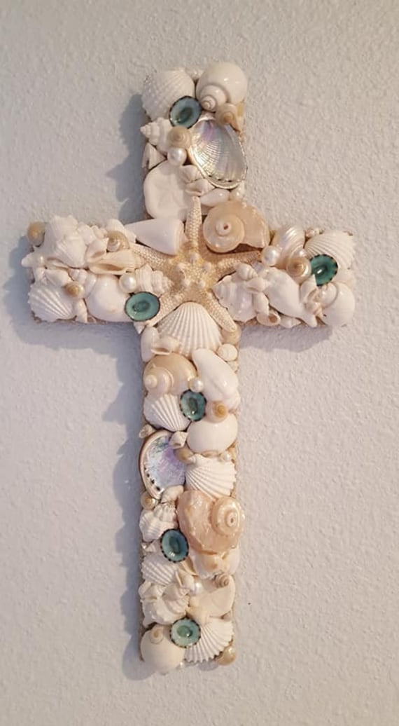 Seashell Cross - Beach Wedding Cross - Beach Decor - Coastal Decor - Nautical Decor