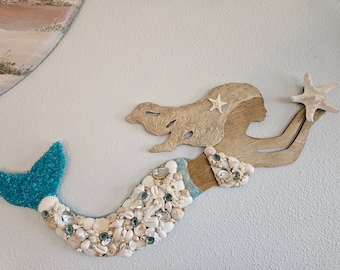 Seashell Mermaid - Beach Decor - Nautical Decor - Coastal Decor - Etsy