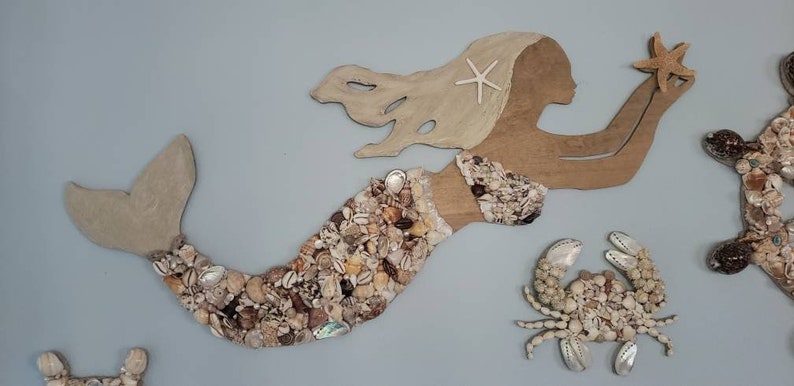 4' Seashell Mermaid - Beach Cottage Decor - Nautical Decor - Etsy
