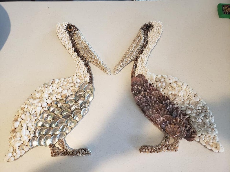 Seashell Pelican Pelican Wall Decor  Sea life Decor  image 0