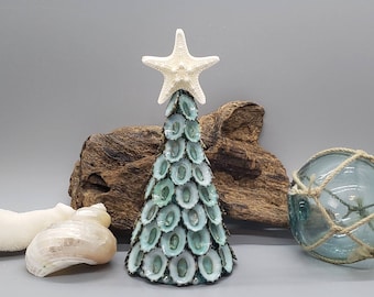 Beachy Christmas Tree -  Seashell Tree Ornament - Coastal Ornament - Coastal Christmas - Limpet Shell Tree - Miniature Christmas Tree
