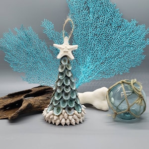 Beachy Christmas Tree Ornament - Seashell Tree Ornament - Coastal Ornament - Coastal Christmas Ornament - Limpet Shell Tree