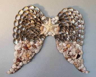 Seashell Angel Wings - Abalone & Seashell Angel Wings - Coastal Decor - Beach Decor - Wedding Gift