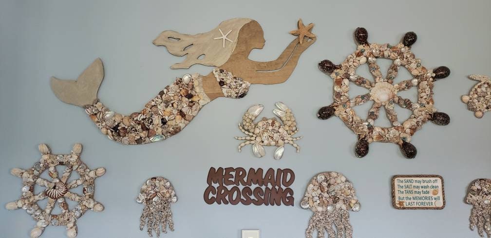 4' Seashell Mermaid - Beach Cottage Decor - Nautical Decor - Etsy