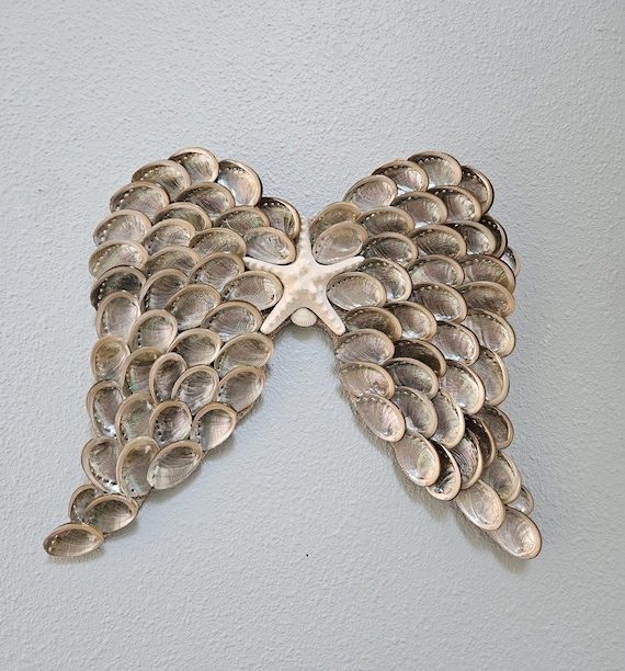 Seashell Angel Wings - Abalone & Seashell Angel Wings - Coastal Decor - Beach Decor - Wedding Gift